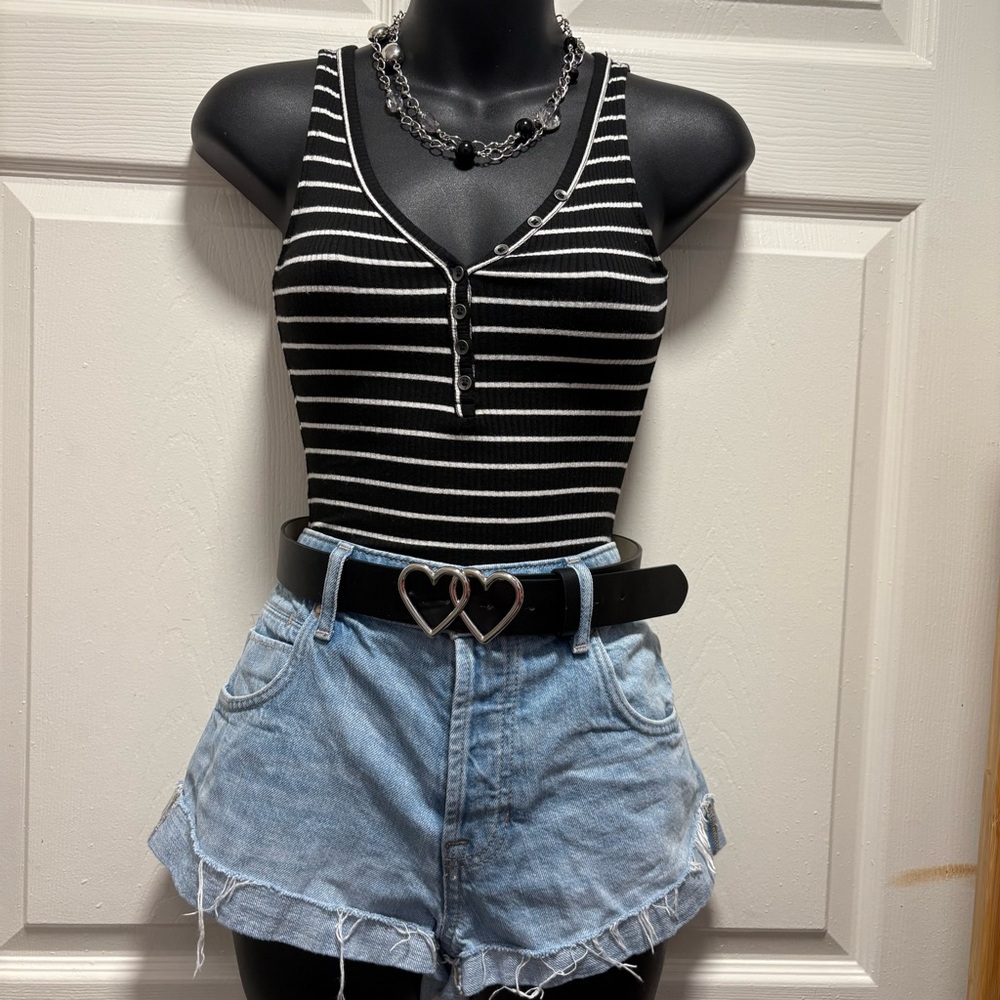 American Eagle Soft & Sexy Ribbed Stripe Bodysuit (XXS)